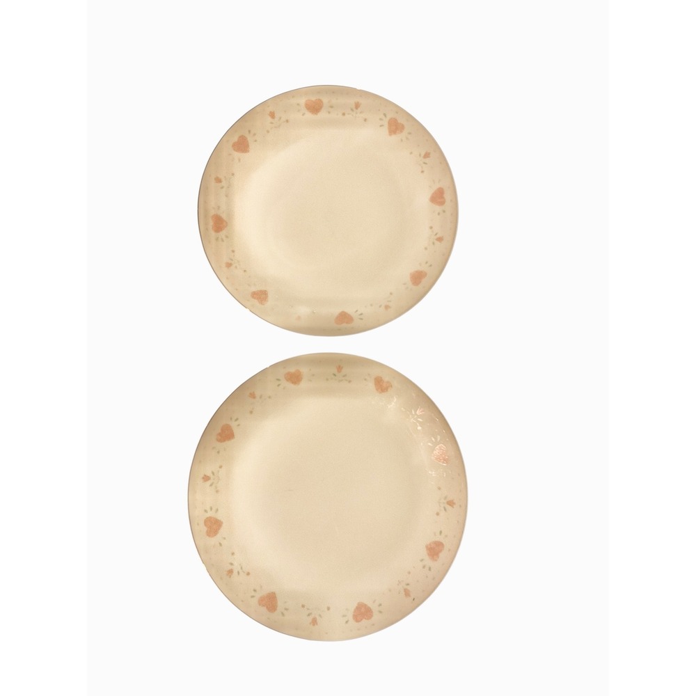 Corelle by Corning Forever Yours‎ Pink Hearts Set of 2 Pink Dessert Plates